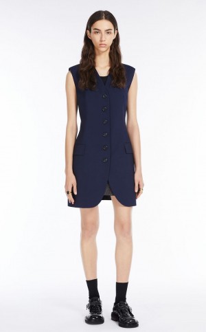Terno Max Mara Long Waistcoat Azul Marinho | MMR593512