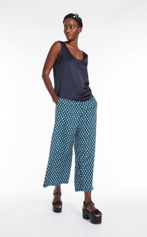 Tops Max Mara Em Linha Reta-cut In Satin And Jersey Azul Marinho | MMR593656