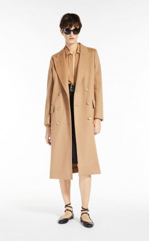 Trench Max Mara Double-breasted Camel Bege | MMR593945