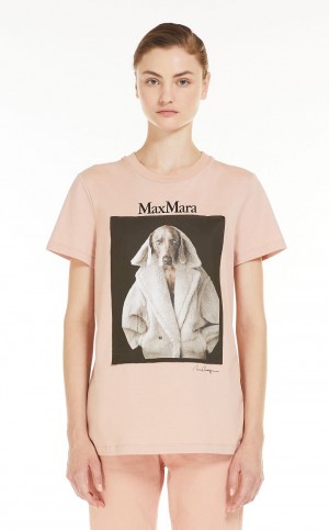 T-shirt Max Mara Algodão With Wegman Print Rosa | MMR593669