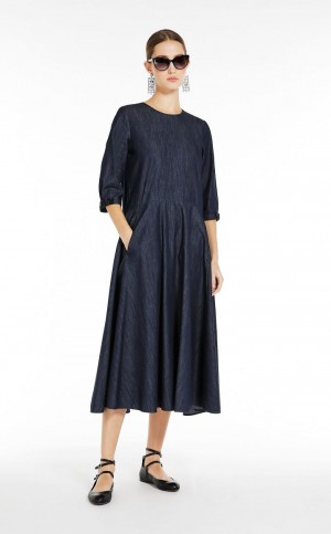 Vestido Max Mara Algodão Denim Azul Marinho | MMR593393