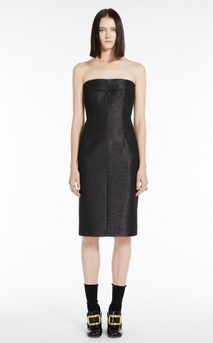 Vestido Max Mara Bustier In Metallic Effect Fabric Pretas | MMR593290