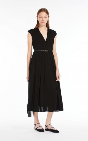 Vestido Max Mara Cady Belted Pretas | MMR593349