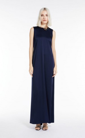 Vestido Max Mara Crepe Envers Satin Azul Marinho | MMR593322