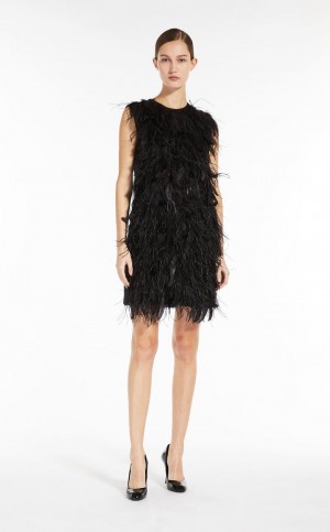 Vestido Max Mara Curta With Feathers Pretas | MMR593339