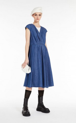 Vestido Max Mara Denim Wrap Azul Marinho | MMR593391