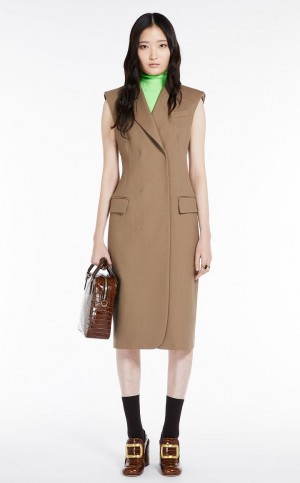 Vestido Max Mara Double-breasted Sem Manga Bege | MMR593359