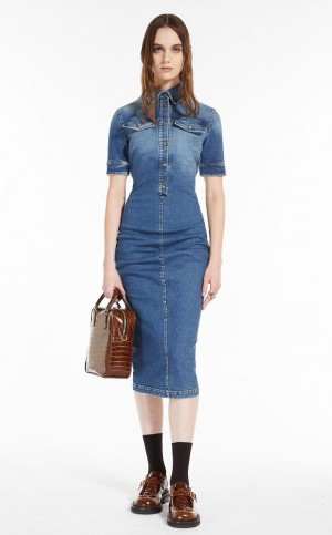 Vestido Max Mara Fitted Super Stretch Denim Azul Marinho | MMR593386