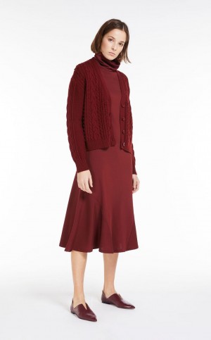 Vestido Max Mara Flowing Jersey Vermelhas Escuro | MMR593309