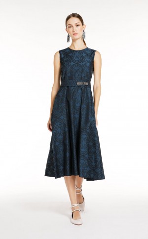 Vestido Max Mara Jacquard Azul Marinho | MMR593285