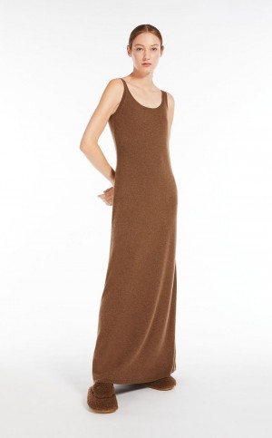 Vestido Max Mara Lã And Cashmere Slip Luz Marrom | MMR593312