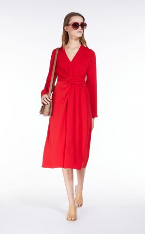 Vestido Max Mara Long Draped Cady Vermelhas | MMR593384