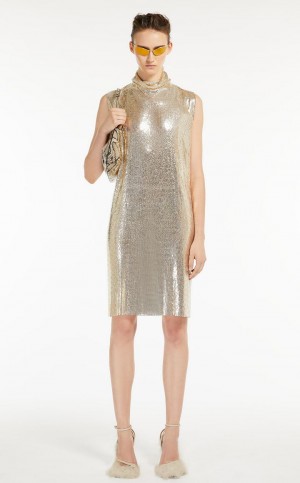 Vestido Max Mara Metallic-knit With Cut-out Detail Rosa | MMR593284