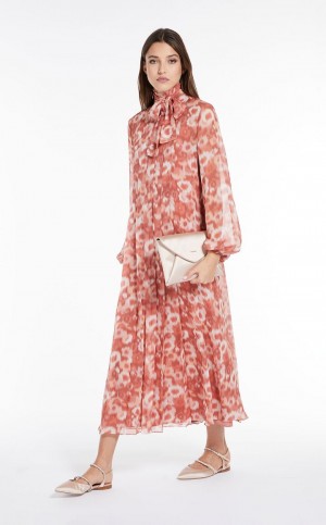 Vestido Max Mara Printed Georgette Rosa | MMR593326