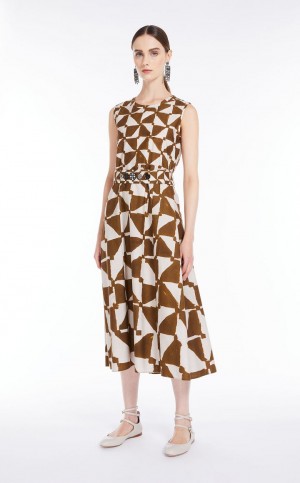 Vestido Max Mara Printed Poplin Azul Claro | MMR593387