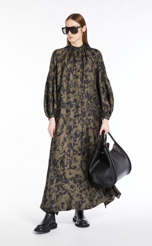 Vestido Max Mara Printed Silk Twill Azul Claro | MMR593323