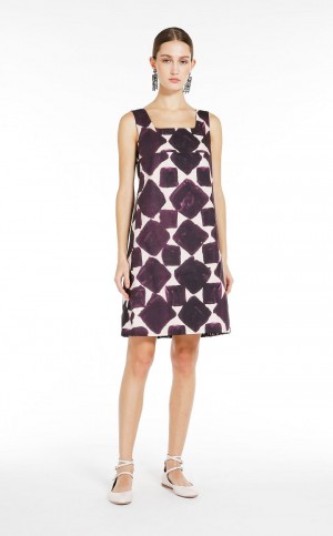 Vestido Max Mara Reversible Printed Poplin Roxo Escuro | MMR593375