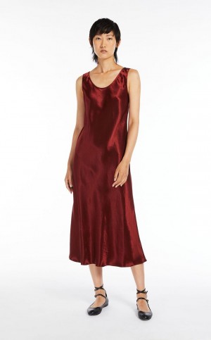 Vestido Max Mara Satin Vermelhas Escuro | MMR593316