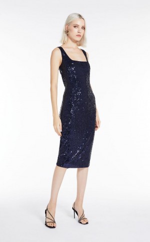 Vestido Max Mara Sequinned Sheath Azul Marinho | MMR593327