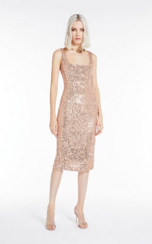 Vestido Max Mara Sequinned Sheath Luz Rosa | MMR593332