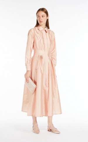 Vestido Max Mara Shantung Shirt Luz Rosa | MMR593345