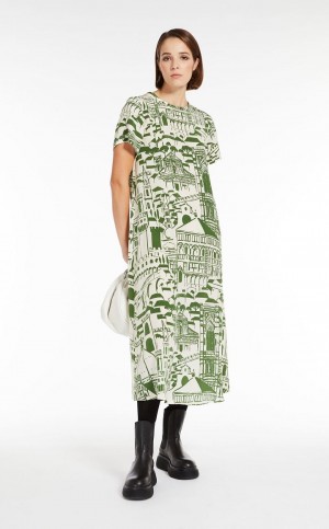 Vestido Max Mara Silk T-shirt Verdes | MMR593407