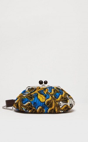 Weekend Bag Max Mara Medium Pasticcinoin Algodão Azuis | MMR594154