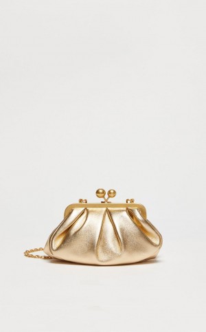 Weekend Bag Max Mara Small Pasticcinoin Laminated Nappa Couro Douradas | MMR594138